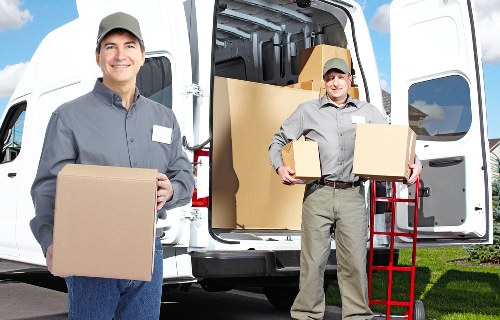Business relocation items loaded into a removal van